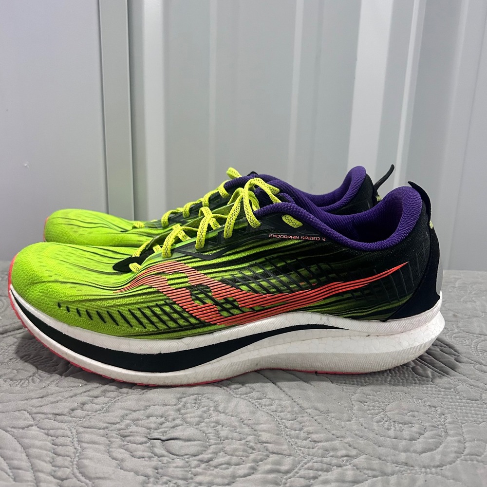 Saucony Endorphin Speed 2 Mens Running Shoes Slime Black Viola S20688-40 Size 15